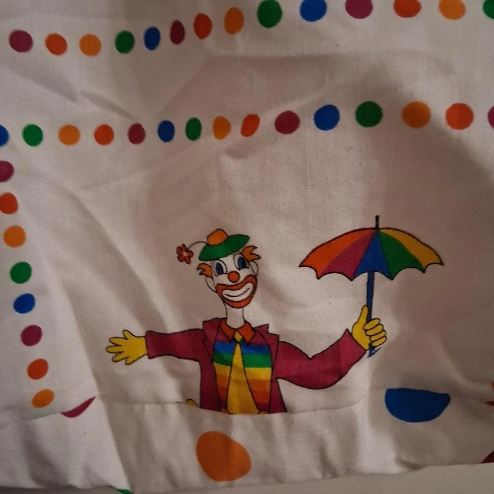 Vintage 80s Rainbow Circus Clown Diaper‎ Stacker AOP EUC